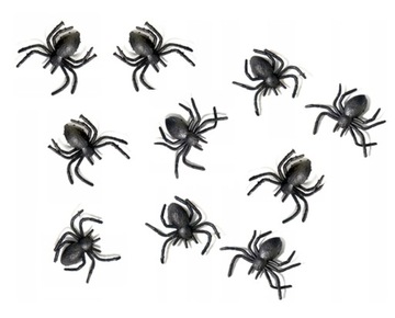 SZTUCZNE PAJĄKI CZARNE ZESTAW PLASTIKOWE HALLOWEEN 10szt