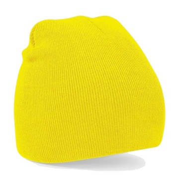 CIEPŁA DWUWARSTWOWA CZAPKA ZIMOWA BEANIE KRÓTKA / DAMSKA MĘSKA ŻÓŁTA