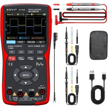 2-КАНАЛЬНЫЙ ЦИФРОВОЙ ОСЦИЛЛОСКОП + МУЛЬТИМЕТР ZOYI ZT-703S МЕТР USB БАТАРЕЯ