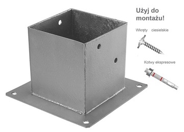 Podstawa słupa ocynkowana przykręcana do betonu kotwa stopa 90x90 2,0 mm