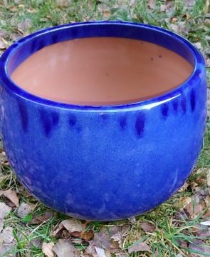 Donica szkliwiona kobaltowa 47x31 cm
