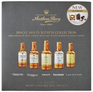 Mini Buteleczki z Whisky Czekoladki Anthon Czekoladki z Alkoholem 10 sztuk