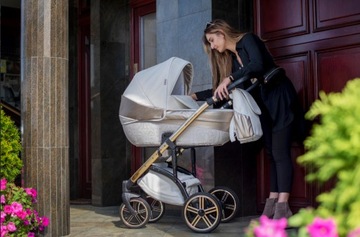 ДЕТСКАЯ коляска для девочек 2в1 Бежевый+золотой WIEJAR MODO LITTLE PRINCESS