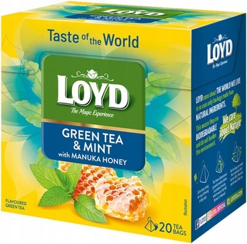 Aromatyczna Herbata Zielona Miód Manuka z Mięta i Kwiatem Pomarańczy 20T