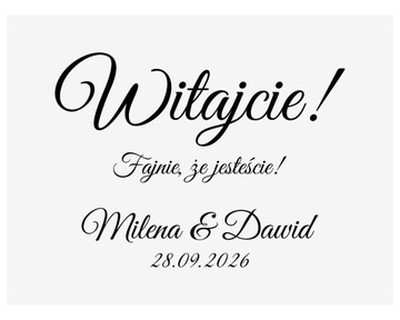 наклейка надпись Welcome, ваши имена и дата 60х45