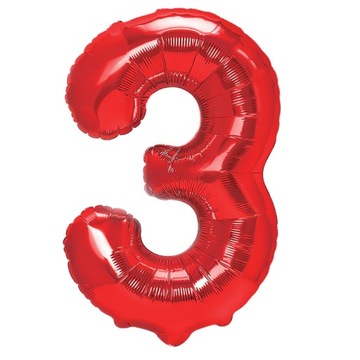Balon Foliowy Cyfra 3 Duża Czerwona 100cm Urodziny