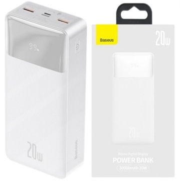 BASEUS POWER BANK 30000mah POWERBANK 20W PD 3x USB USB-C TYP-C 3A QC 3.0