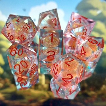 PIASKI CZASU ZESTAW 7 PŁYNNYCH EPOKSYDOWYCH KOŚCI KOSTEK RPG