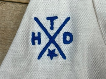 Tommy Hilfiger Denim polo unikat logo napis wzór L