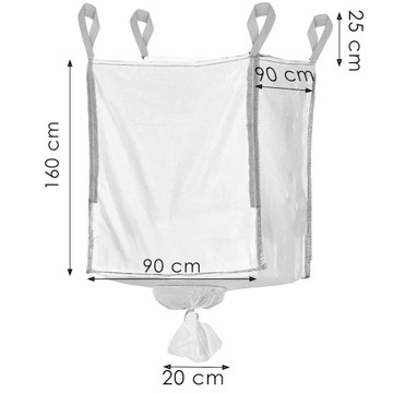 МЕШОК С ХОППОВЫМ БИГ-БЭГОМ 1000кг ДЛЯ ЗЕРНОВЫХ УДОБРЕНИЙ 90х90х160 СТРОНГ-БЭГИ