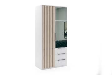 Szafa loftowa SORENTO 100cm lustro, lamele BIAŁY / DĄB CRAFT ZŁOTY