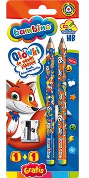Ołówki do nauki pisania 1 + 1 + temperówka BAMBINO