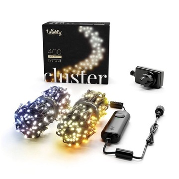 Twinkly Cluster 400 Led AWW black wire Plug F (EU type) 5x0,7 m