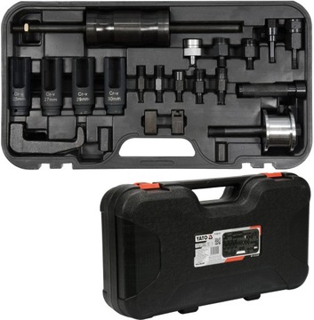 КОМПЛЕКТ СЪЕМНИКОВ ИНЖЕКТОРНОЙ ФОРСУНКИ YATO, 22 ЭЛЕМЕНТА YT-06175