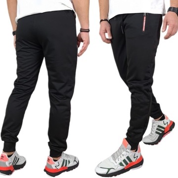 dresowe SPODNIE MĘSKIE DRESY JOGGERY kieszenie na zamek bawełna, 2XL/3XL