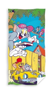 RĘCZNIK KĄPIELOWY 70x140 TOM I JERRY BAJKOWY WESOŁY NA PLAŻĘ BAWEŁNIANY