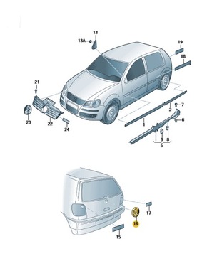 Emblemat znaczek VW 6Q0853630 Polo Fox Golf OE
