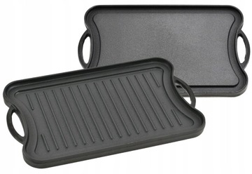 Płyta grillowa żeliwna, dwustronna 51x27cm KL1000 ryflowana z rączkami