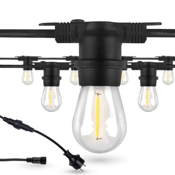 Girlanda OGRODOWA LAMPKI LED 10m + 20x Żarówki E27