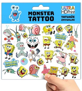 МОЮЩИЕСЯ ВРЕМЕННЫЕ ТАТУ ДЛЯ ДЕТЕЙ ДЕТСКАЯ ГУБКА БОБ ОРИГИНАЛЬНЫЕ ДИЗАЙНЫ