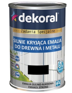 Emalia Dekoral do drewna metalu 0,9 L CZARNY MAT