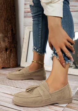 КОРИЧНЕВЫЕ МОКАСИНЫ ЖЕНСКИЕ С БАХОЙ 39,5 VTC