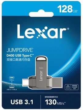 Pendrive Lexar Jump Drive Dual D400 128GB USB 3.1 typ C Szary