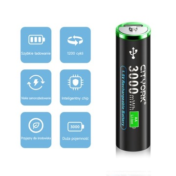 Литий-ионный аккумулятор 1,5 В AA USB C Аккумуляторная батарея с датой USB 8 шт.