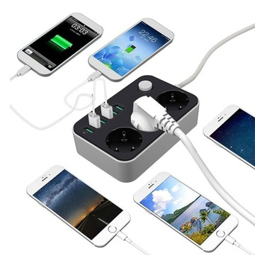 УДЛИНИТЕЛЬ ПИТАНИЯ 3 РАЗЪЕМА + 6 USB
