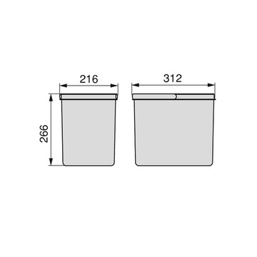 Контейнер для сортировки мусора 45 2x15л EMUCA