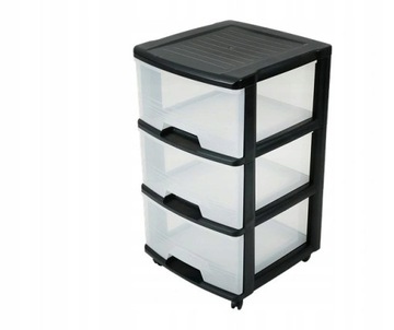 PLASTIKOWA KOMODA SZAFKA 3xSZUFLADY MOCNA POJEMNIK ORGANIZER Z PÓŁKAMI