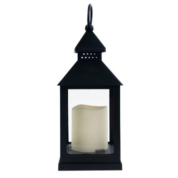 LAMPKA LATARNIA LED CZARNA DO DOMU OGRODU BATERIE OŚWIETLENIE BALKON TARAS