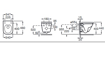 Roca Gap Rimless Square Compacto 48 см тонкая доска