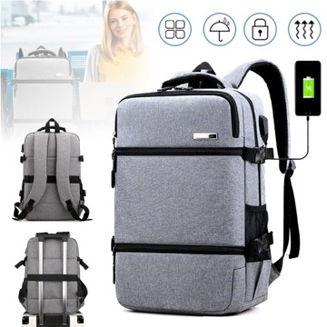 PODRÓŻNY PLECAK BIZNESOWY, PLECAK BAGAŻOWY, PLECAK LAPTOPA Z PORTEM USB