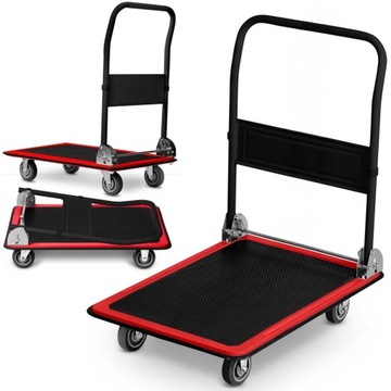 WÓZEK TRANSPORTOWY PLATFORMOWY SKŁADANY MAGAZYNOWY 300KG RĘCZNY CZARNY