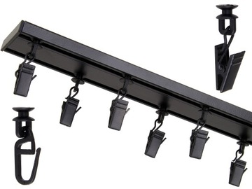 Karnisz SZYNA SUFITOWA ALU SLIM CZARNY MAT 140 cm
