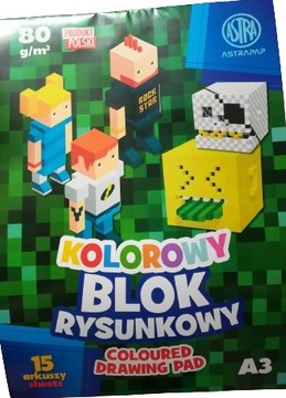 Blok rysunkowy kolorowy A3 15 Kartkowy Pixele