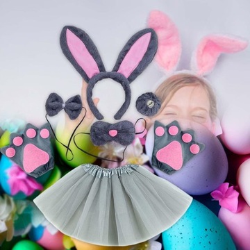 Современный костюм кролика для косплея для тематических вечеринок, Новый год, серый, 6 шт.