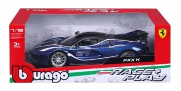 BBURAGO 1:18 FERRARI FXX-K EVO BLUE NIEBIESKI METALOWY MODEL