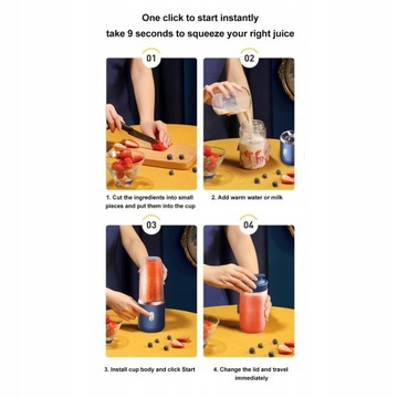 Портативный беспроводной блендер емкостью 300 мл для приготовления коктейлей.