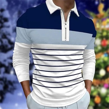 Nowy męski klasyczny koszulka Polo w paski długim