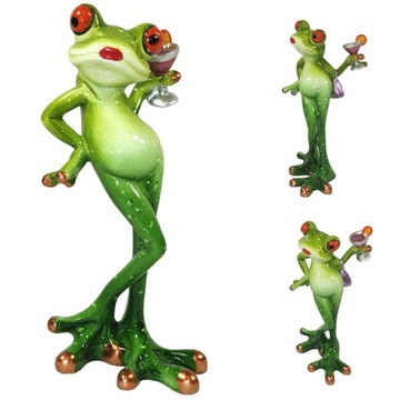 FIGURKA ŻABY duża dekoracja do łazienki ZIELONA STABILNA na prezent 16cm