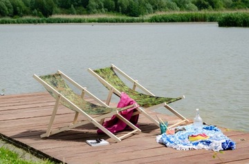 Piękny LEŻAK DENDRO plażowy ogrodowy drewniany