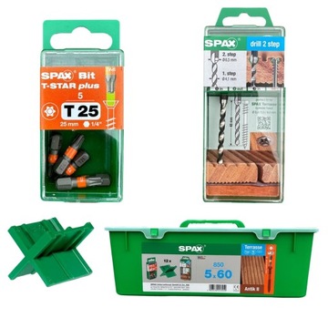 SPAX 5X60 НАБОР ВИНТОВ ДЛЯ ТЕРРАСЫ GOLD A2 850 ШТ.
