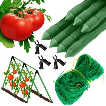 Podpora z siatką do ogórków i pomidorów 150 cm - Stelaż do roślin pnących