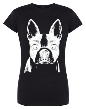 T-Shirt damski nadruk pies Boston Terrier r.XL