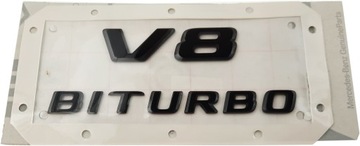 EMBLEMAT NAPIS MERCEDES V8 BITURBO CZARNY OE
