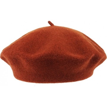 Beret damski klasyczny EVITA 100% wełna miedziany