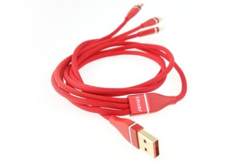 Zestaw kabli USB - USB typ C / microUSB / Lightning Amio