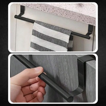 Черные вешалки LOFT для кухонных полотенец, 2 шт, на шкафчик в ванную.
